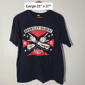 Brantley Gilbert Nation "Stone Cold Country" Large Anvil Black 2-Sided T-Shirt